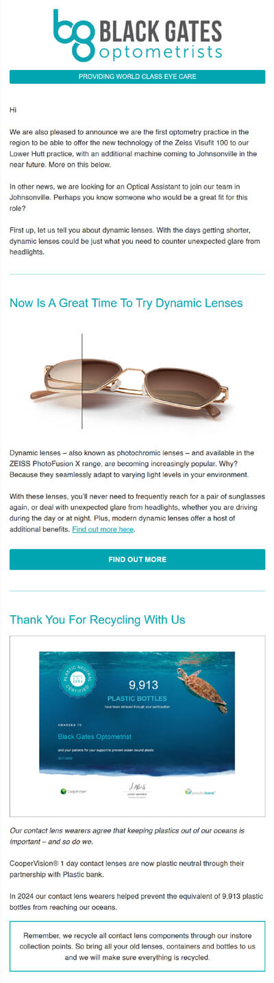 optometrist newsletter